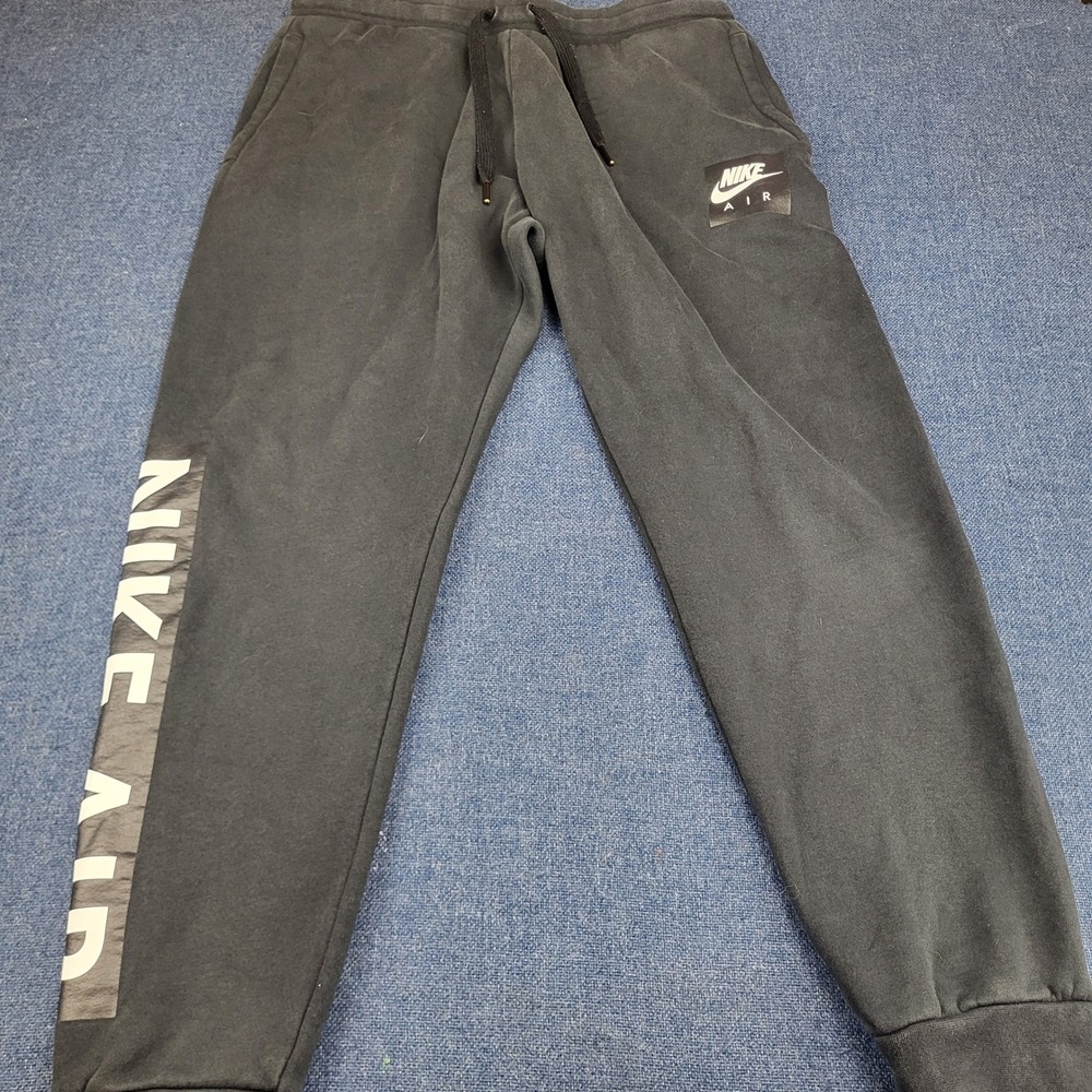 Nike Air Mens Fleece Joggers Black Graphic Logo Sweatpants Large Athletic